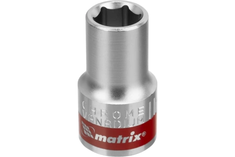 Головка торцевая хромированная 6-гранная 11 мм CrV под квадрат 1/2 Matrix фото 1