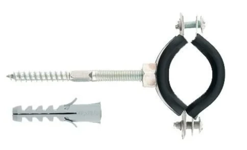 Хомут сантехнический трубный 2" 59-64 резиновая уплотнительная шпилька+дюбель Сибртех фото 1