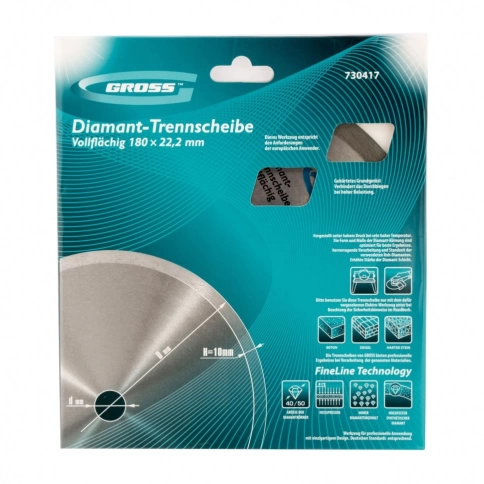 Диск алмазный сплошной мокрое резание 180х22,2 мм Gross фото 4