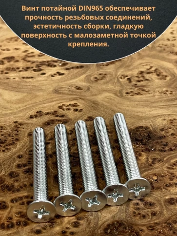Винт потайной оцинкованный 4х70 DIN965, 50 шт. фото 4