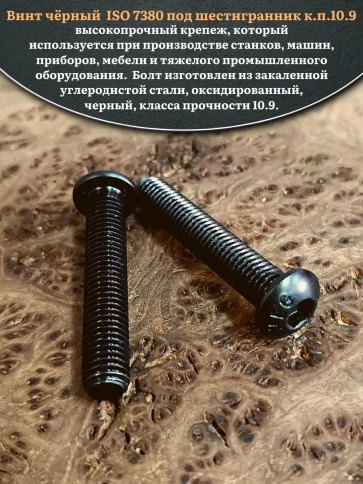 Винт чёрный М10х55 ISO 7380 под шестигранник к.п.10.9, 20 шт. фото 4