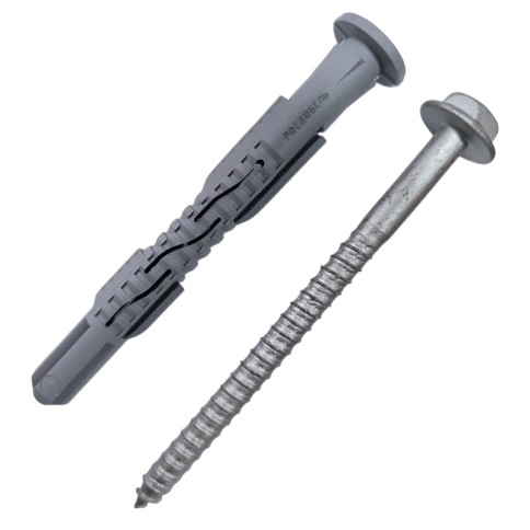 Дюбель фасадный с шурупом 10х100 мм с бортом фото 1