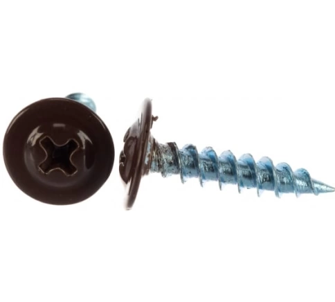 Саморез с прессшайбой, острый, 4,2х19 RAL8017 фото 1