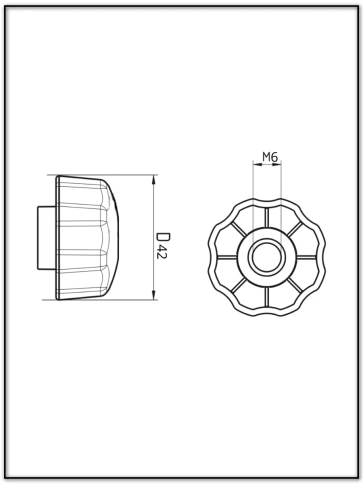 Ручка фиксатор барашек d 42 с гайкой М6,2 шт. фото 2