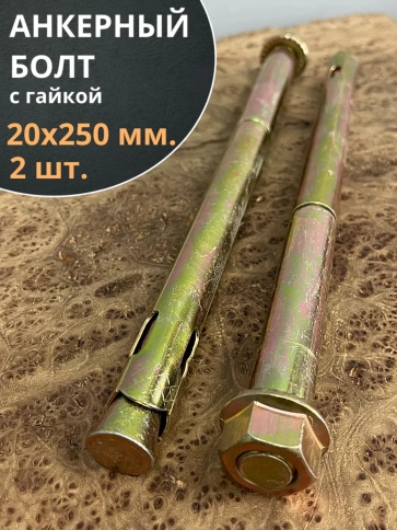 Анкерный болт с гайкой 20х250 мм, 2 шт. фото 1