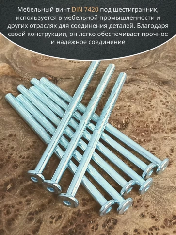 Винт мебельный 6х100 плоский под шестигранник DIN7420,20 шт фото 4