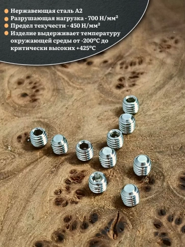 Винт установочный нержавеющий М3х4 DIN913 (гужон), 10 шт. фото 3