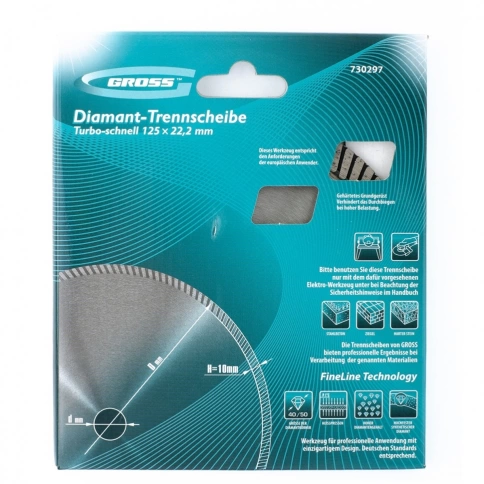 Диск алмазный турбо сухое резание 125х22,2 мм Gross фото 3