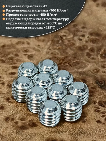 Винт установочный нержавеющий М3х3 DIN913 (гужон), 10 шт. фото 3