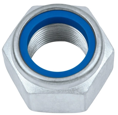 Гайка с полимерн. вставкой DIN985 (к.п.8 шаг резьбы 1,5 оцинкованная) фото 2