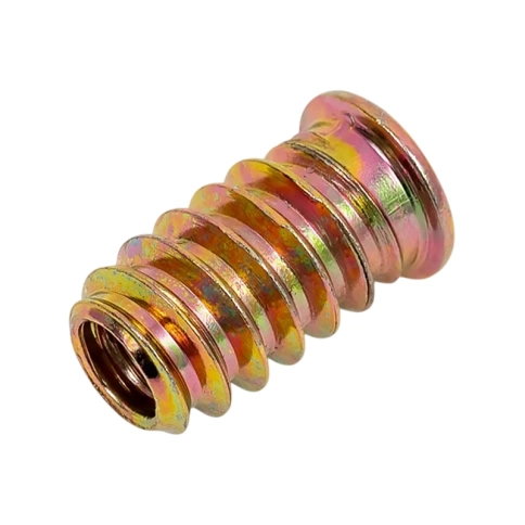 Втулка резьбовая с потайным фланцем М6х10х12 мм, SW6, желтый цинк фото 2