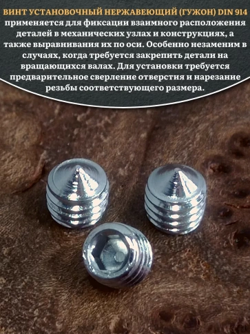 Винт установочный нержавеющий М4х4 DIN914 (гужон), 50 шт. фото 4
