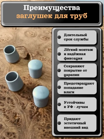 Заглушка для труб наружная круглая d 8 мм серая, 20 шт фото 2